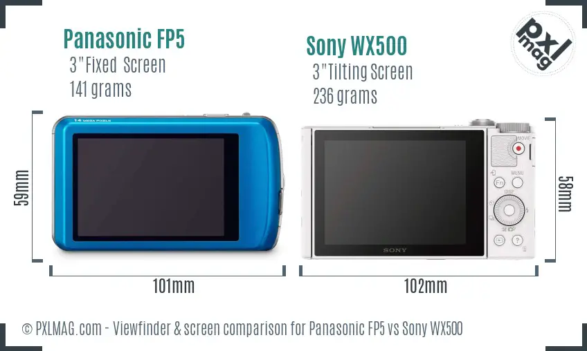 Panasonic FP5 vs Sony WX500 Screen and Viewfinder comparison