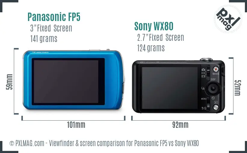 Panasonic FP5 vs Sony WX80 Screen and Viewfinder comparison