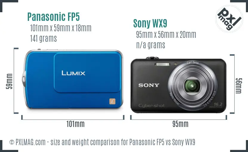 Panasonic FP5 vs Sony WX9 size comparison