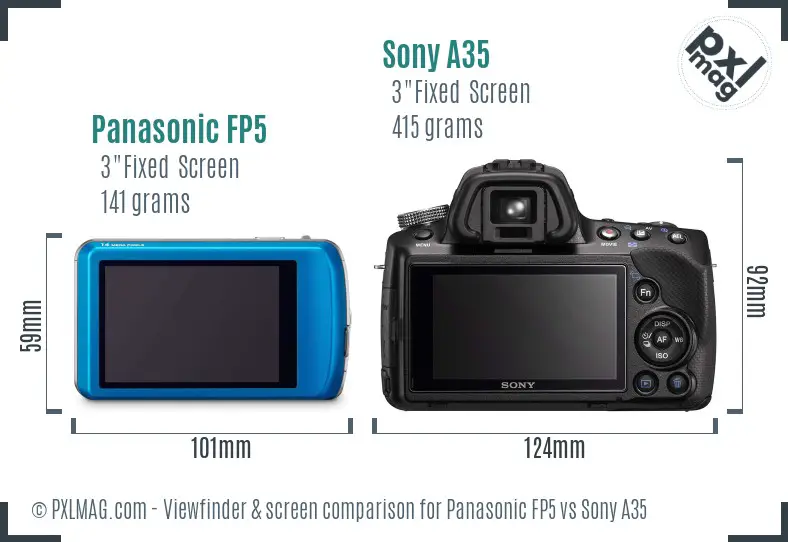 Panasonic FP5 vs Sony A35 Screen and Viewfinder comparison