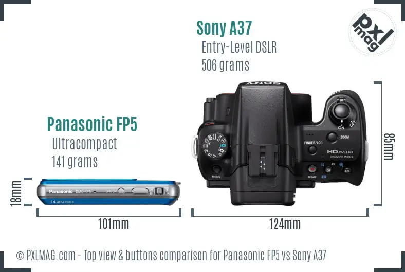 Panasonic FP5 vs Sony A37 top view buttons comparison