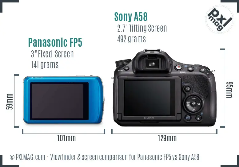 Panasonic FP5 vs Sony A58 Screen and Viewfinder comparison