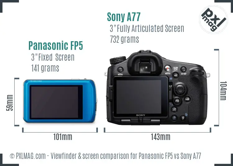 Panasonic FP5 vs Sony A77 Screen and Viewfinder comparison