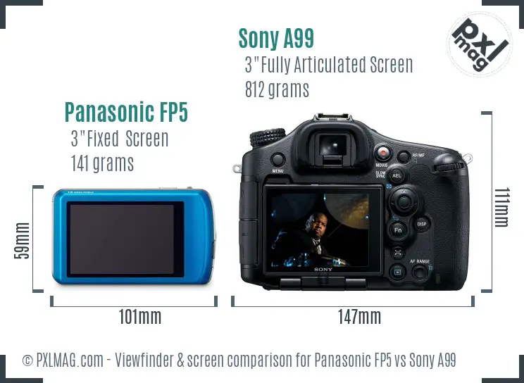 Panasonic FP5 vs Sony A99 Screen and Viewfinder comparison