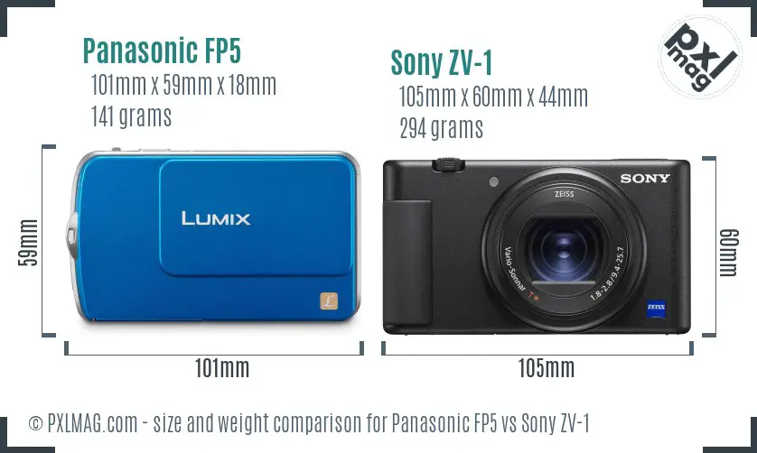 Panasonic FP5 vs Sony ZV-1 size comparison