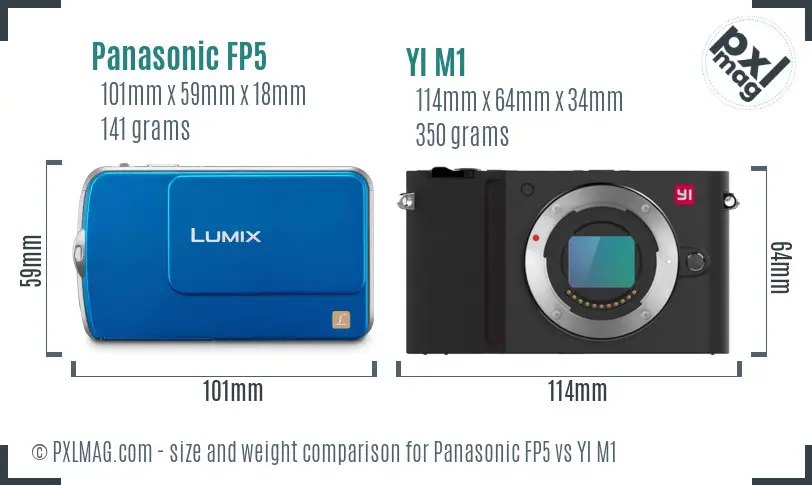Panasonic FP5 vs YI M1 size comparison