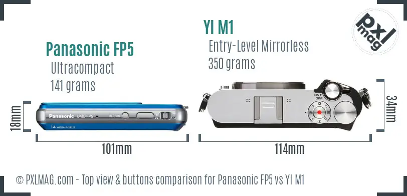 Panasonic FP5 vs YI M1 top view buttons comparison