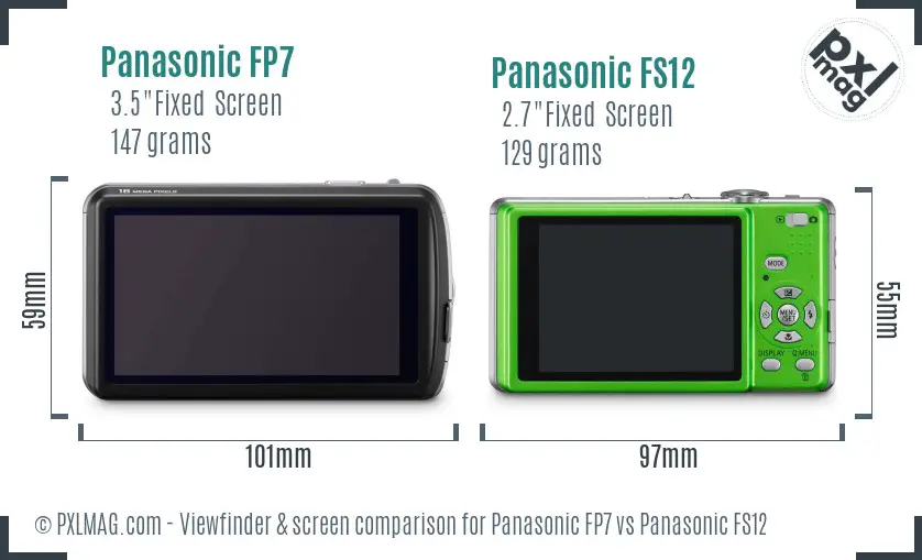 Panasonic FP7 vs Panasonic FS12 Screen and Viewfinder comparison