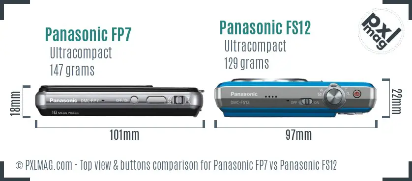 Panasonic FP7 vs Panasonic FS12 top view buttons comparison