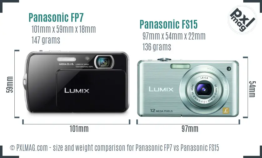 Panasonic FP7 vs Panasonic FS15 size comparison