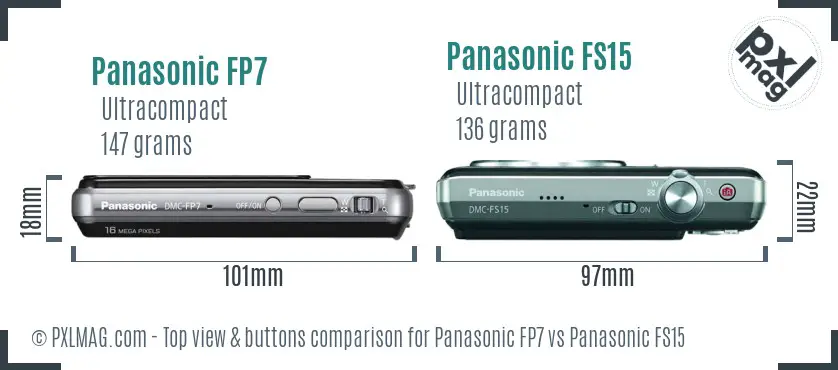 Panasonic FP7 vs Panasonic FS15 top view buttons comparison