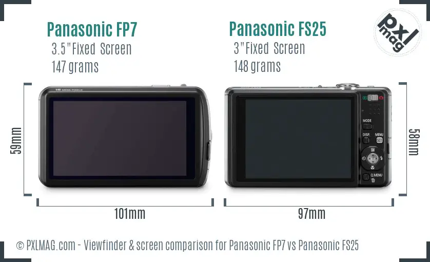 Panasonic FP7 vs Panasonic FS25 Screen and Viewfinder comparison