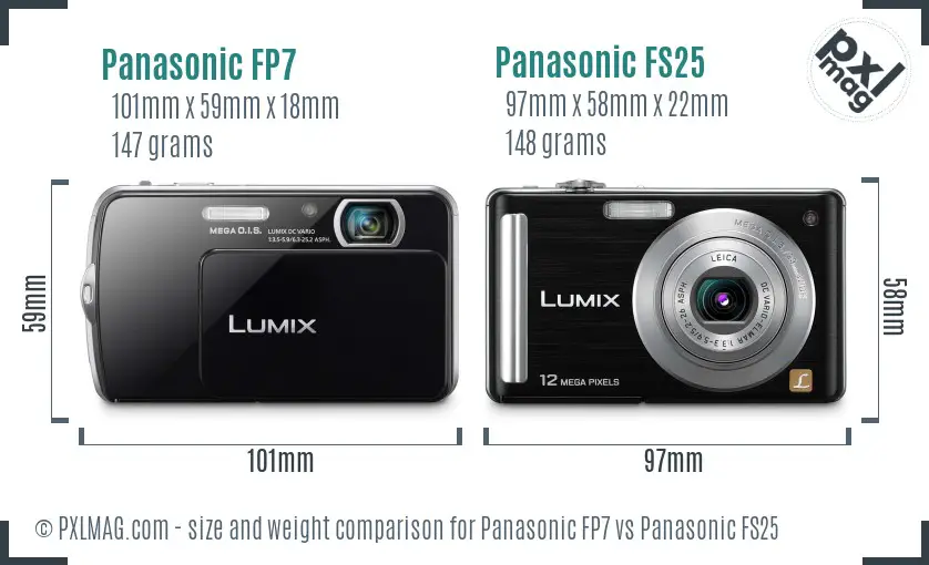 Panasonic FP7 vs Panasonic FS25 size comparison