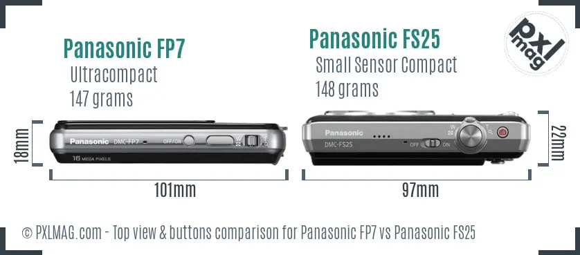 Panasonic FP7 vs Panasonic FS25 top view buttons comparison