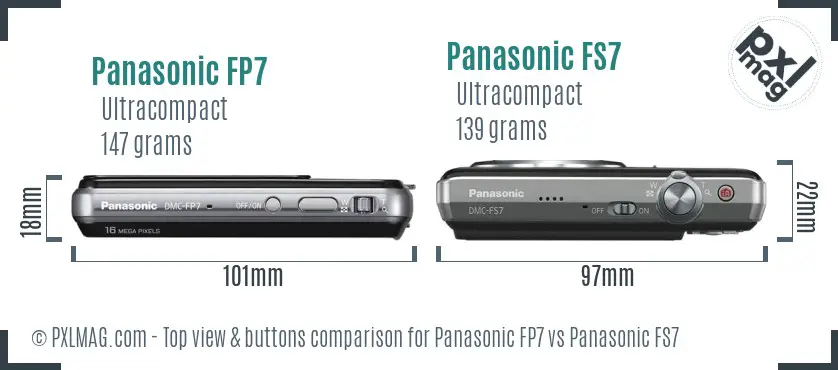 Panasonic FP7 vs Panasonic FS7 top view buttons comparison