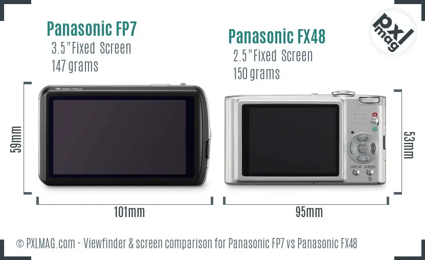 Panasonic FP7 vs Panasonic FX48 Screen and Viewfinder comparison