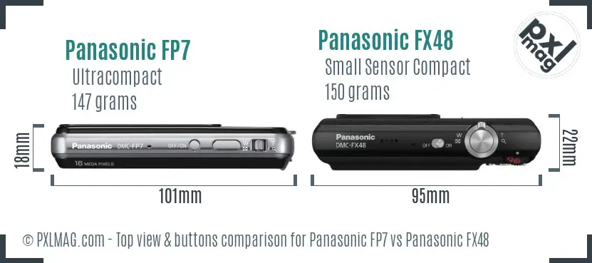 Panasonic FP7 vs Panasonic FX48 top view buttons comparison