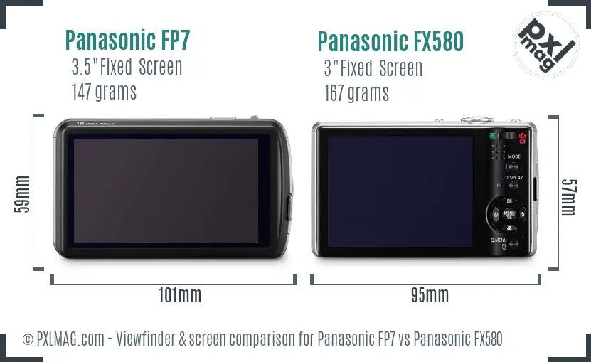 Panasonic FP7 vs Panasonic FX580 Screen and Viewfinder comparison