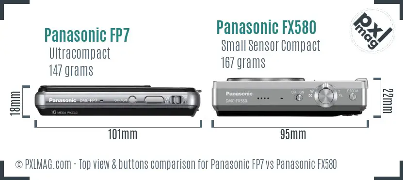 Panasonic FP7 vs Panasonic FX580 top view buttons comparison