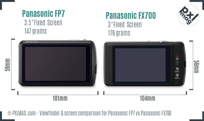 Panasonic FP7 vs Panasonic FX700 Screen and Viewfinder comparison