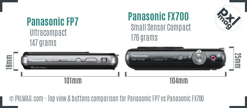 Panasonic FP7 vs Panasonic FX700 top view buttons comparison