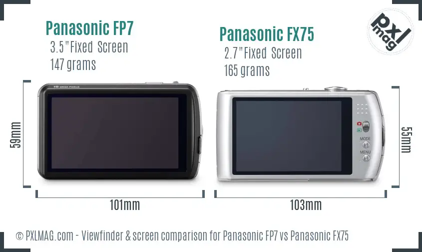 Panasonic FP7 vs Panasonic FX75 Screen and Viewfinder comparison