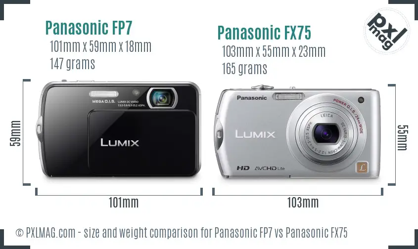 Panasonic FP7 vs Panasonic FX75 size comparison