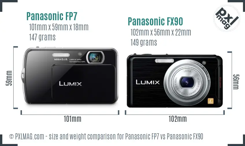 Panasonic FP7 vs Panasonic FX90 size comparison