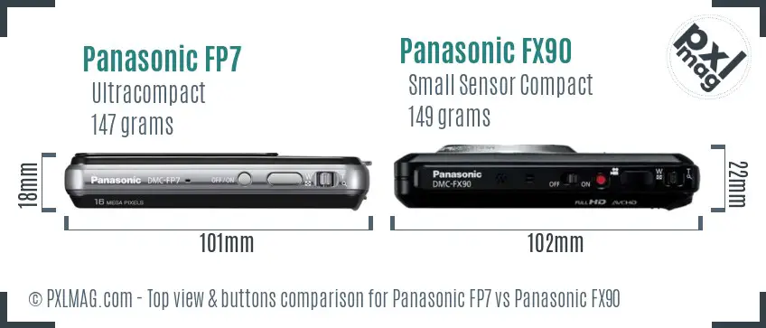 Panasonic FP7 vs Panasonic FX90 top view buttons comparison