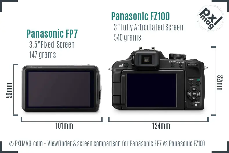 Panasonic FP7 vs Panasonic FZ100 Screen and Viewfinder comparison Panasonic FP7 vs Panasonic FZ100 Screen and Viewfinder comparison