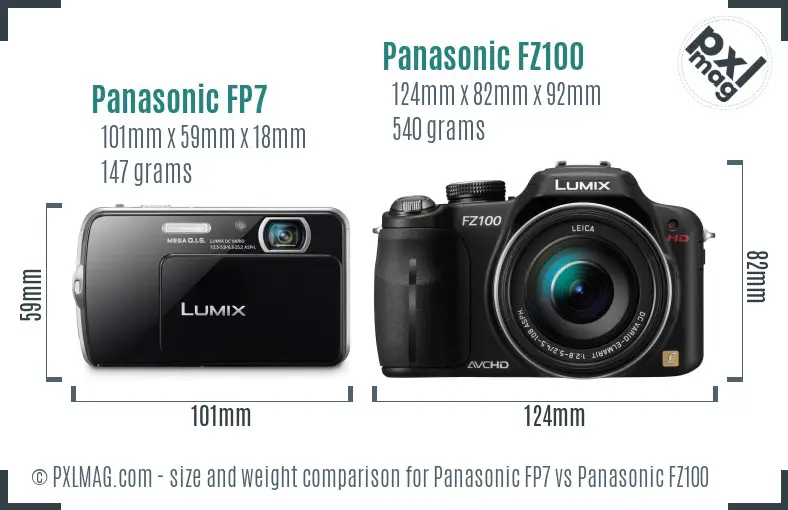 Panasonic FP7 vs Panasonic FZ100 size comparison Panasonic FP7 vs Panasonic FZ100 size comparison