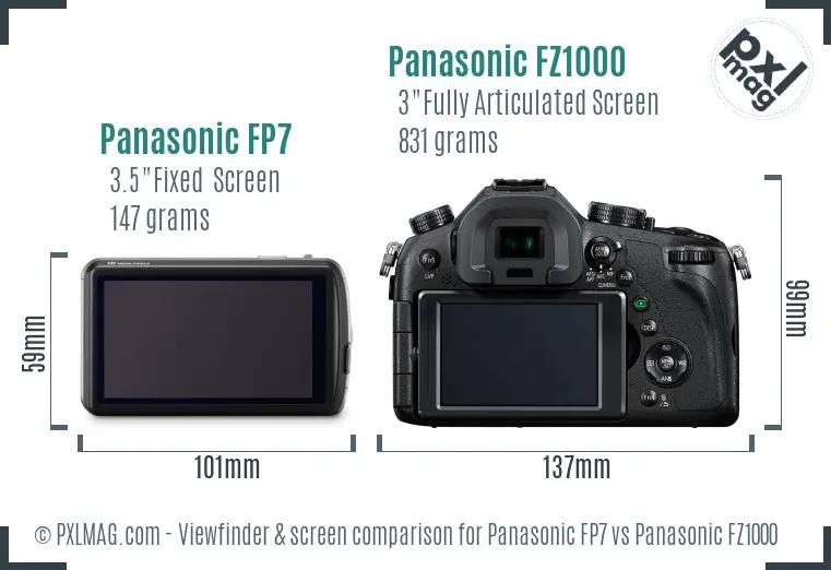 Panasonic FP7 vs Panasonic FZ1000 Screen and Viewfinder comparison