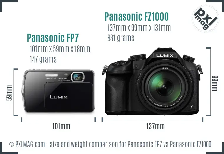 Panasonic FP7 vs Panasonic FZ1000 size comparison