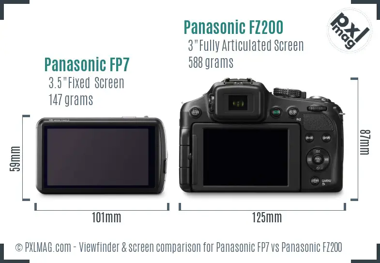Panasonic FP7 vs Panasonic FZ200 Screen and Viewfinder comparison Panasonic FP7 vs Panasonic FZ200 Screen and Viewfinder comparison