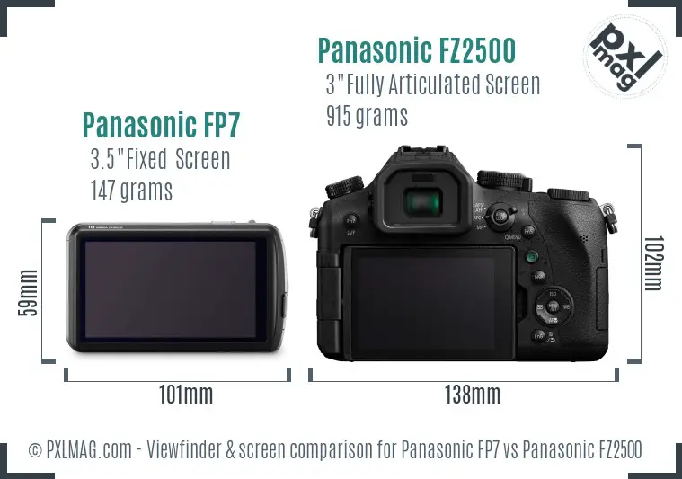 Panasonic FP7 vs Panasonic FZ2500 Screen and Viewfinder comparison Panasonic FP7 vs Panasonic FZ2500 Screen and Viewfinder comparison