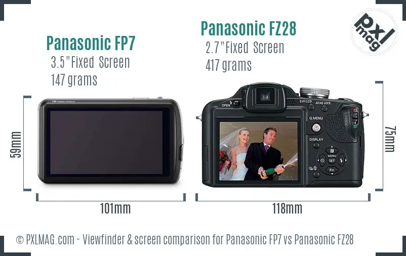 Panasonic FP7 vs Panasonic FZ28 Screen and Viewfinder comparison Panasonic FP7 vs Panasonic FZ28 Screen and Viewfinder comparison