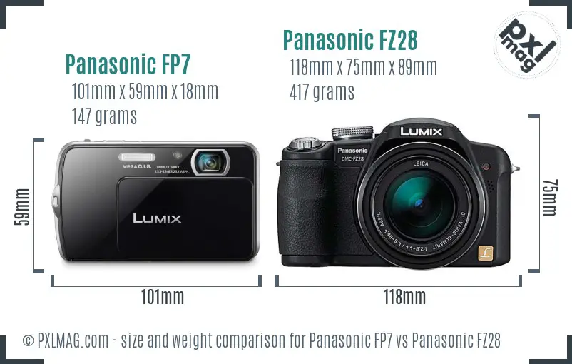 Panasonic FP7 vs Panasonic FZ28 size comparison Panasonic FP7 vs Panasonic FZ28 size comparison