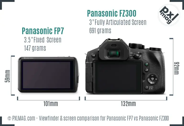 Panasonic FP7 vs Panasonic FZ300 Screen and Viewfinder comparison