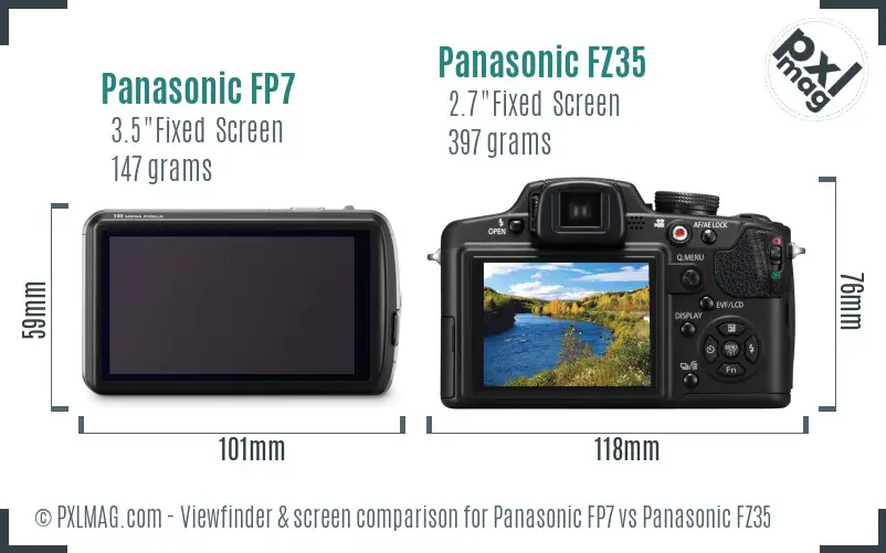 Panasonic FP7 vs Panasonic FZ35 Screen and Viewfinder comparison