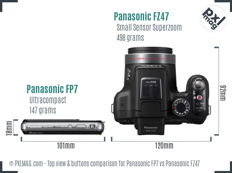 Panasonic FP7 vs Panasonic FZ47 top view buttons comparison