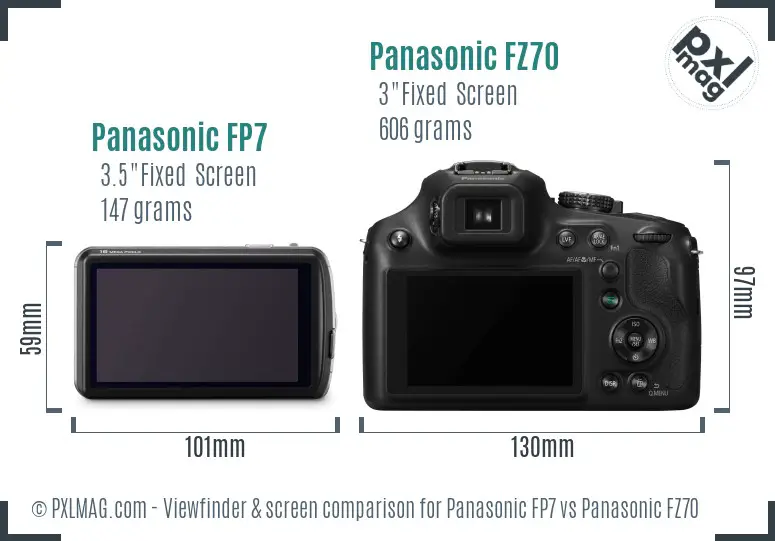 Panasonic FP7 vs Panasonic FZ70 Screen and Viewfinder comparison Panasonic FP7 vs Panasonic FZ70 Screen and Viewfinder comparison