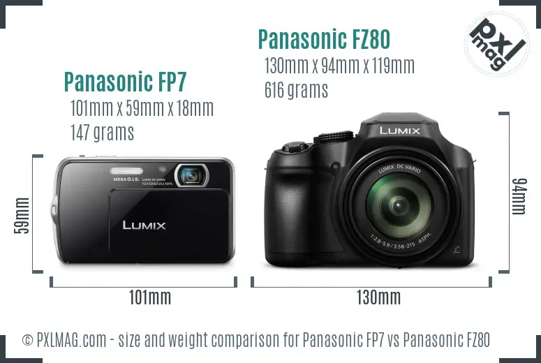 Panasonic FP7 vs Panasonic FZ80 size comparison