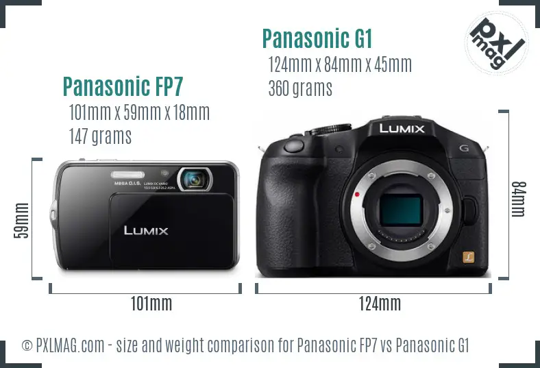 Panasonic FP7 vs Panasonic G1 size comparison