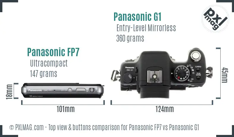 Panasonic FP7 vs Panasonic G1 top view buttons comparison