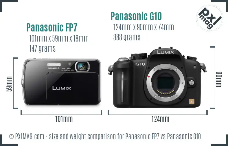 Panasonic FP7 vs Panasonic G10 size comparison