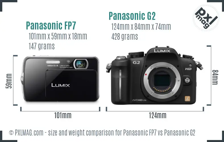 Panasonic FP7 vs Panasonic G2 size comparison