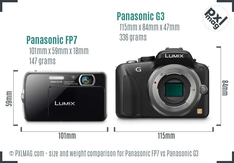 Panasonic FP7 vs Panasonic G3 size comparison