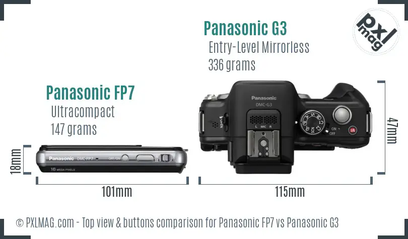 Panasonic FP7 vs Panasonic G3 top view buttons comparison