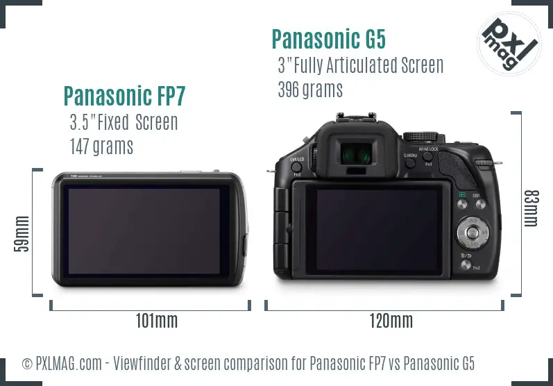 Panasonic FP7 vs Panasonic G5 Screen and Viewfinder comparison