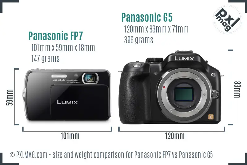 Panasonic FP7 vs Panasonic G5 size comparison